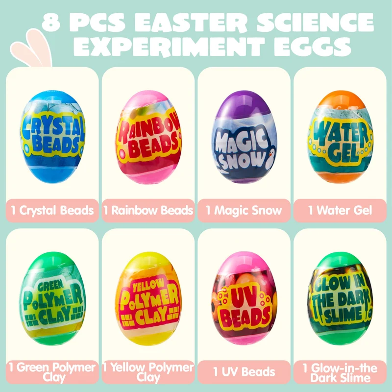 8 Pcs Easter Science Experiment STEM Eggs for Kids Party Favors