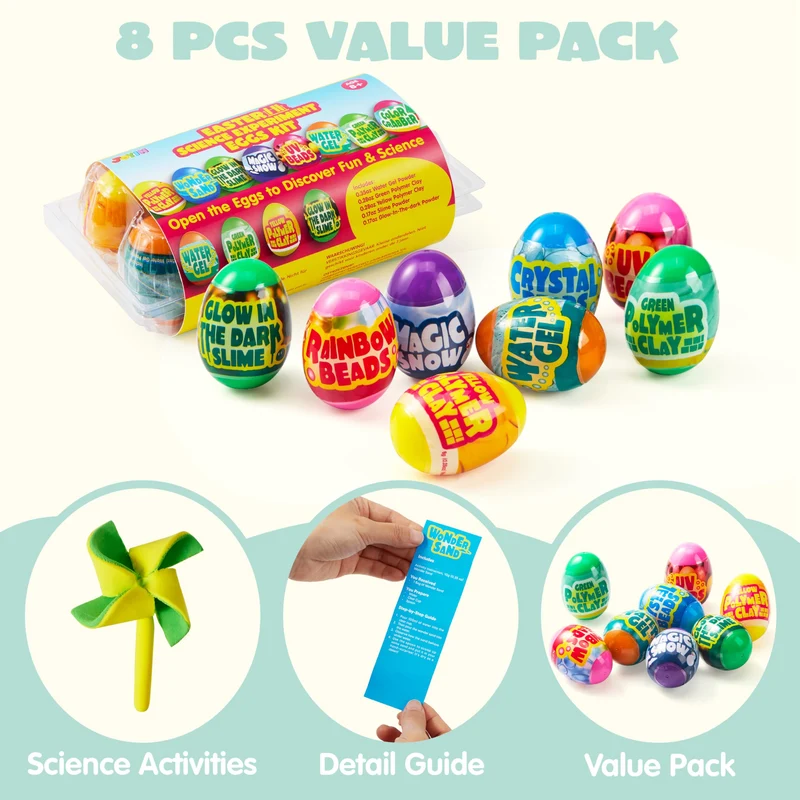 8 Pcs Easter Science Experiment STEM Eggs for Kids Party Favors