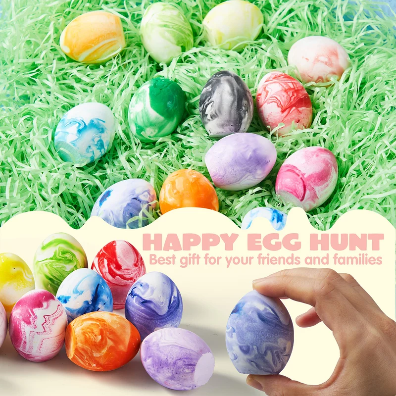 28 Pcs Easter Sidewalk Chalk Eggs Marble Color for Kids Party Favors