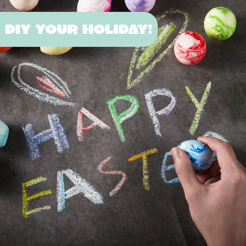 28 Pcs Easter Sidewalk Chalk Eggs Marble Color for Kids Party Favors