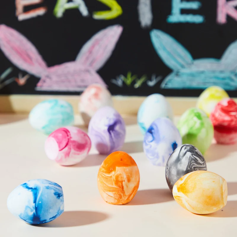 28 Pcs Easter Sidewalk Chalk Eggs Marble Color for Kids Party Favors