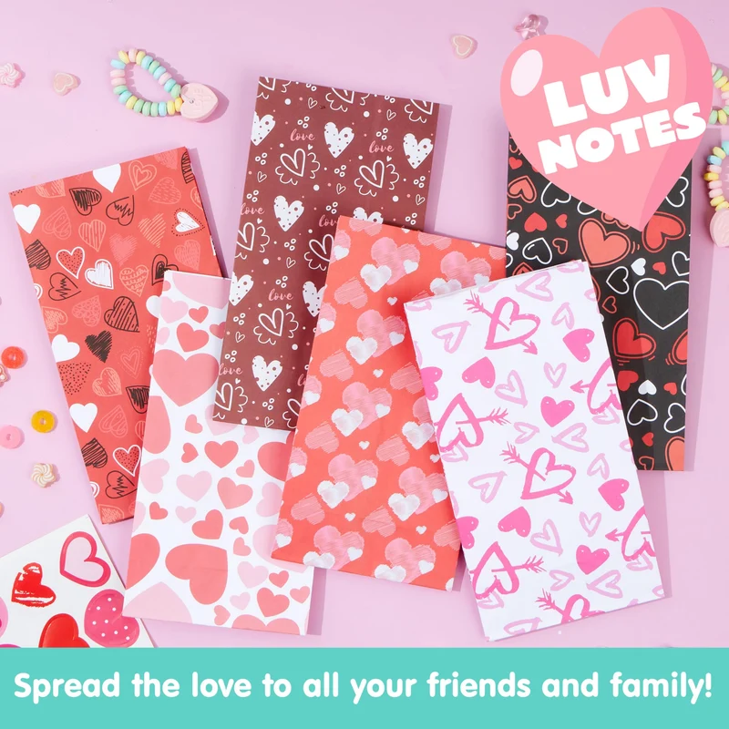 Valentine's Day Paper Gift Bags - 24 Pcs 9.6" with Love Stickers