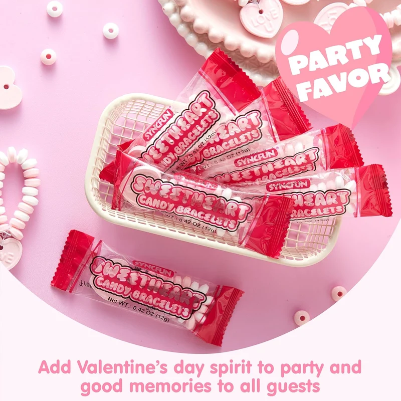 24PCS Valentines Day Candy Bracelets - Party Favor, Holiday Reward