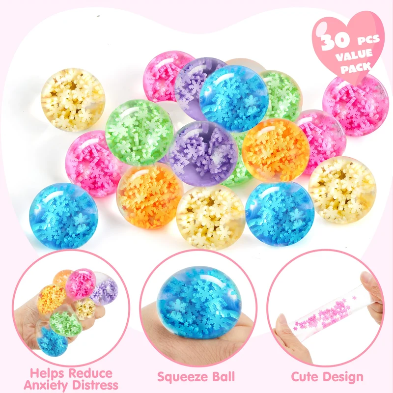 30 PCS Valentine's Day Sensory Stress Balls with Cards