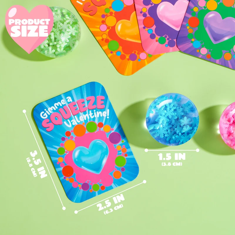 30 PCS Valentine's Day Sensory Stress Balls with Cards