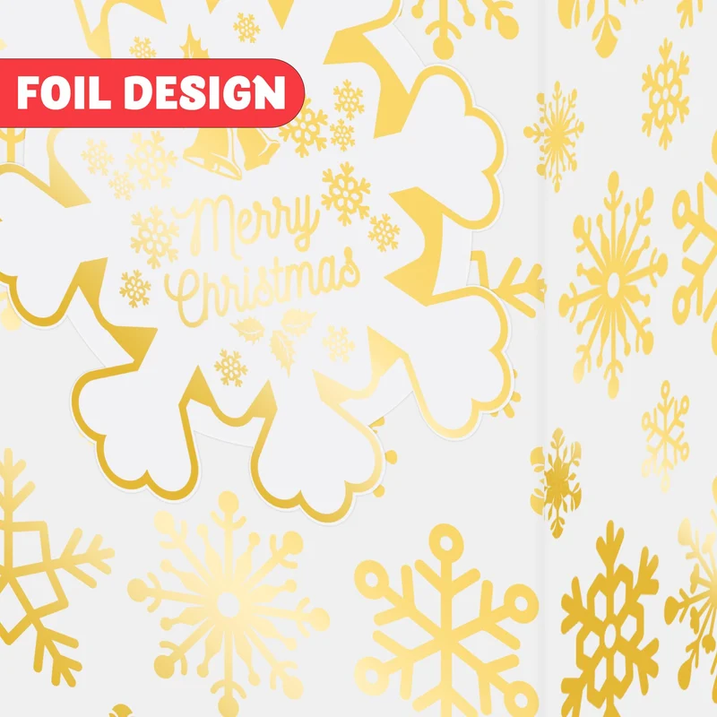 12 PCS Christmas Foil Gold Gift Bags with Tissue Papers and Name Card Tags