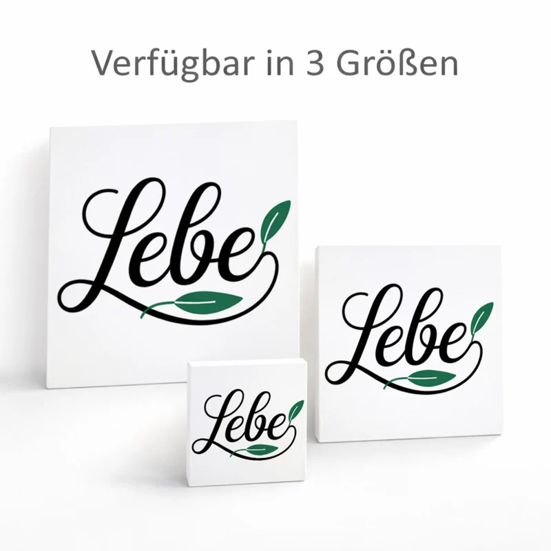 Lebensfreude Lebe Holzbild in 10x10 cm zum Stellen oder Aufhängen