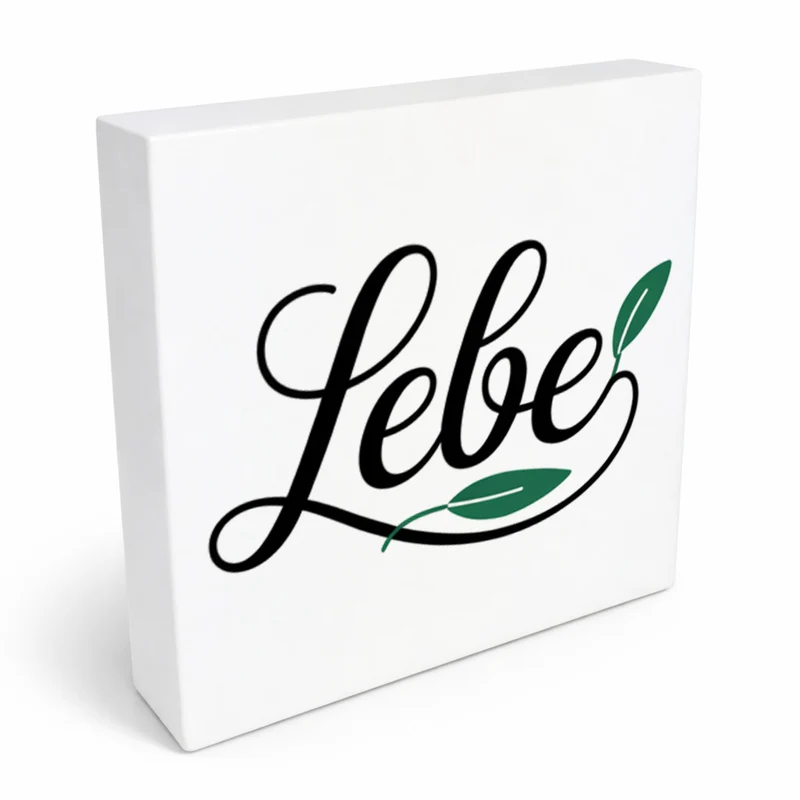 Lebensfreude Lebe Holzbild in 10x10 cm zum Stellen oder Aufhängen