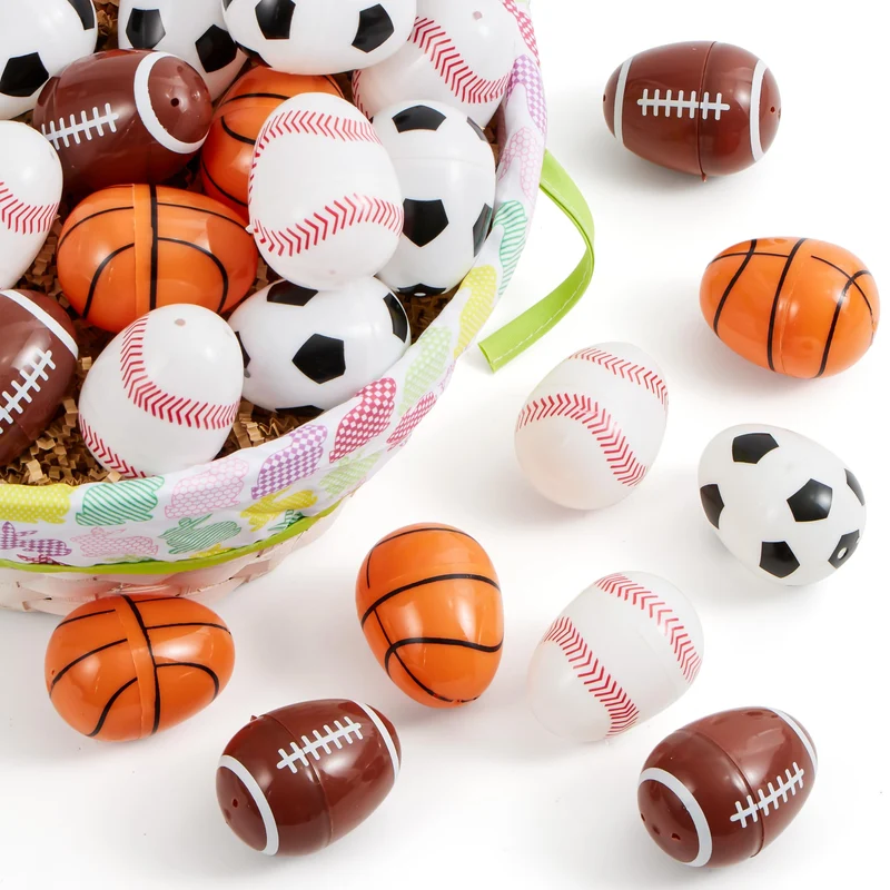 JOYIN 24 Pcs 2.3" Assorted Sports Balls Plastic Easter Eggs