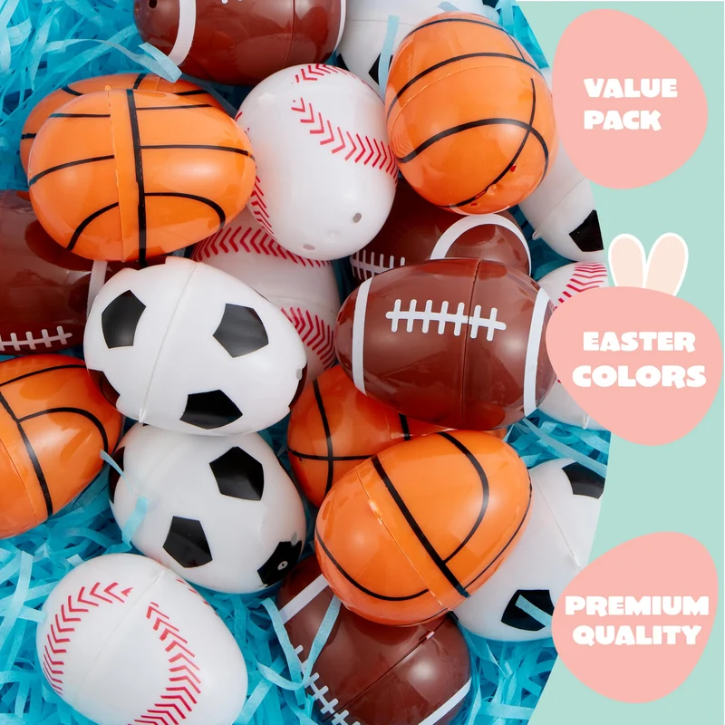 JOYIN 24 Pcs 2.3" Assorted Sports Balls Plastic Easter Eggs