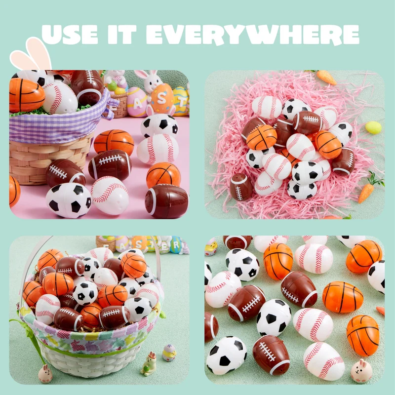 JOYIN 24 Pcs 2.3" Assorted Sports Balls Plastic Easter Eggs