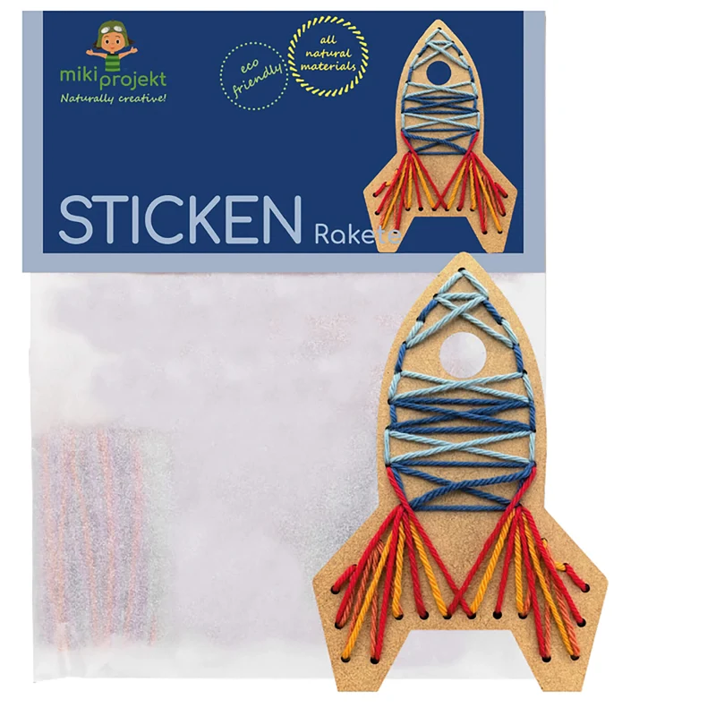 Bastelset Rakete - Sticken für Kinder