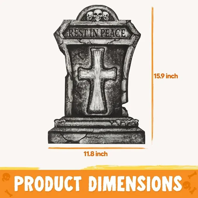 JOYIN 9 PCS Halloween Tombstones - 16" Graveyard Yard Decoration
