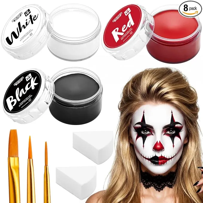 JOYIN 8 PCS Halloween Makeup Kit - Oil-Based Face & Body Paint Set
