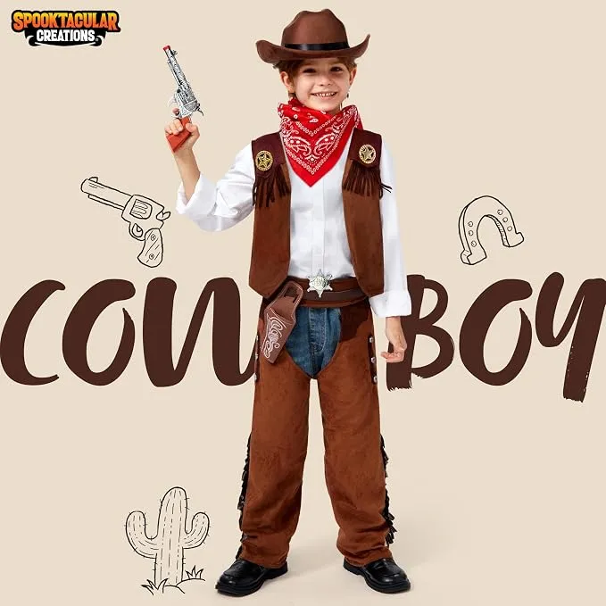 JOYIN Boys Cowboy Hat Costume - Kids Halloween Western Outfit Set