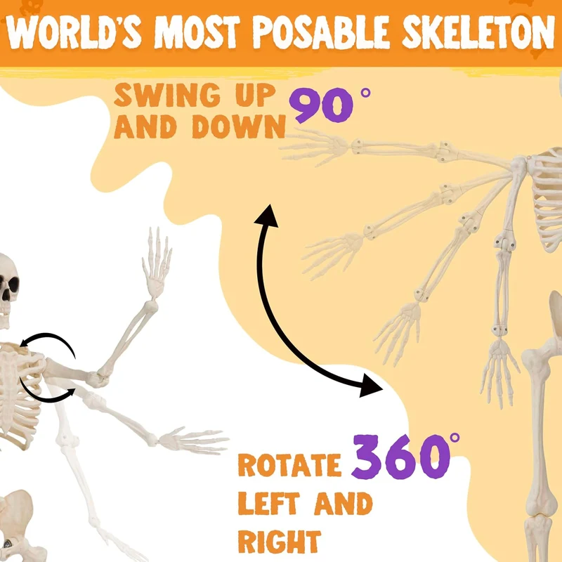 JOYIN 2 PCS 3 FT Posable Skeletons - Halloween Hanging Decoration