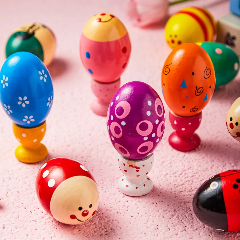 12 Pcs Wooden Egg Shakers Maracas for Party & Classroom