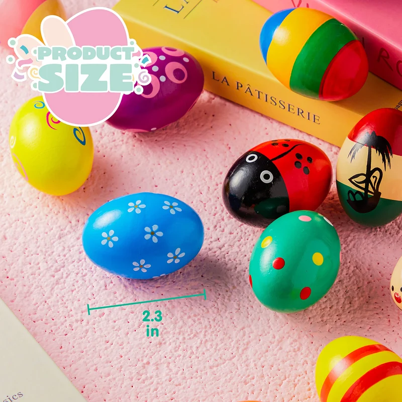 12 Pcs Wooden Egg Shakers Maracas for Party & Classroom