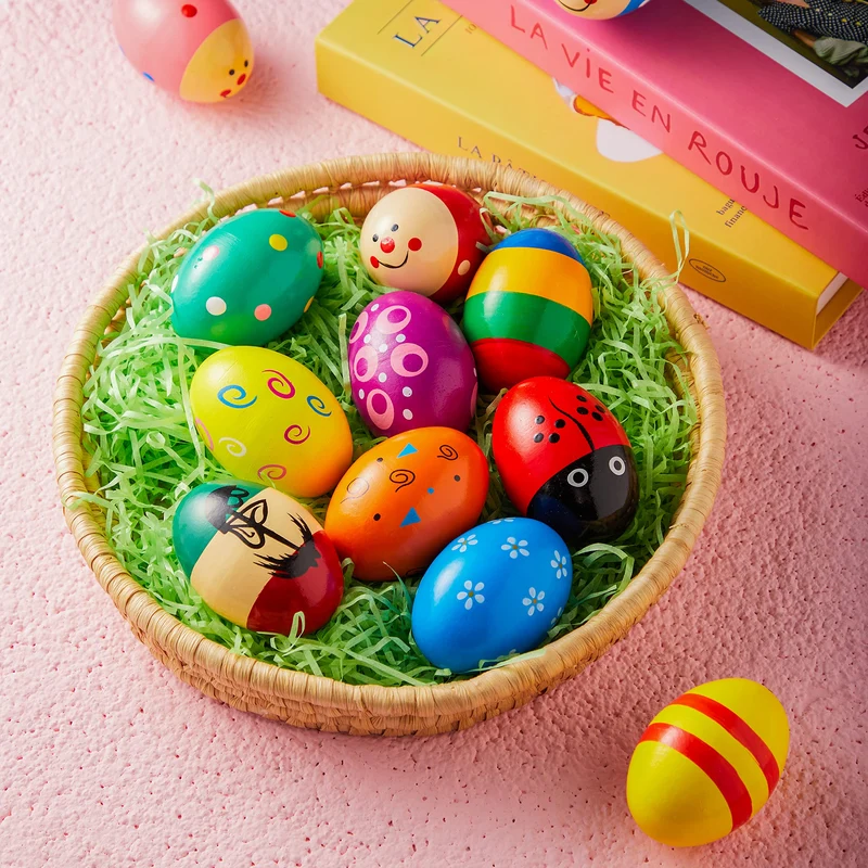 12 Pcs Wooden Egg Shakers Maracas for Party & Classroom