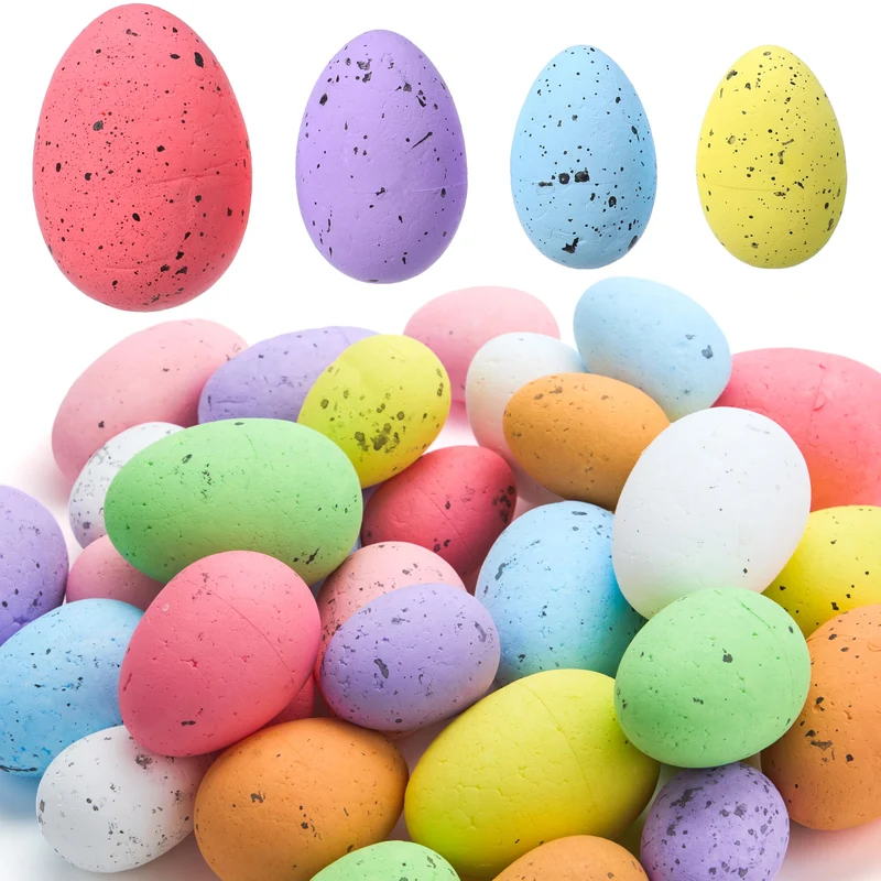32 Pcs Foam Easter Eggs Pastel Speckled For Party & Home Decoration