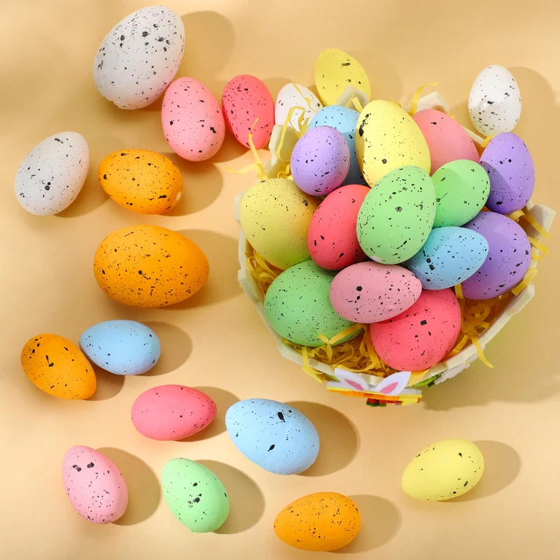 32 Pcs Foam Easter Eggs Pastel Speckled For Party & Home Decoration