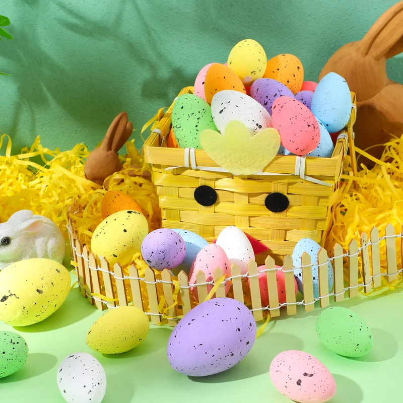 32 Pcs Foam Easter Eggs Pastel Speckled For Party & Home Decoration