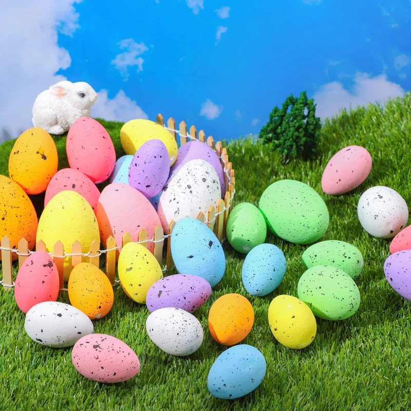 32 Pcs Foam Easter Eggs Pastel Speckled For Party & Home Decoration