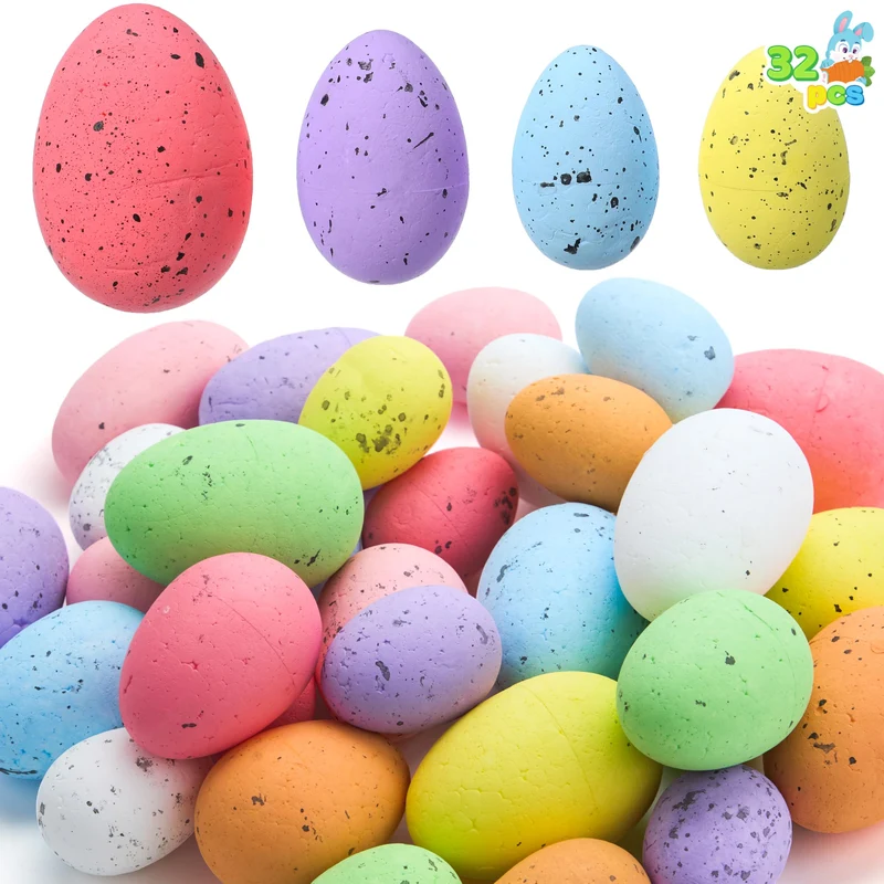 32 Pcs Foam Easter Eggs Pastel Speckled For Party & Home Decoration