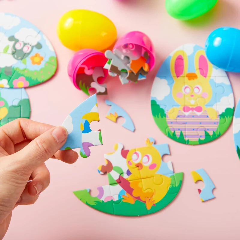 12 Pcs Easter Eggs Jigsaw Puzzle for Egg Hunt & Party Favors