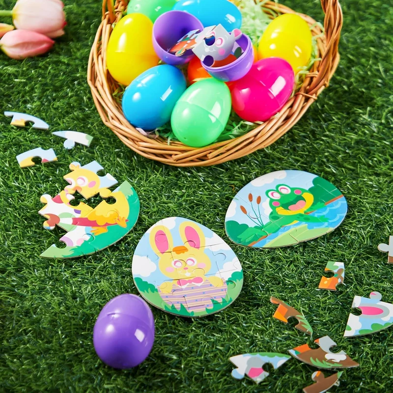 12 Pcs Easter Eggs Jigsaw Puzzle for Egg Hunt & Party Favors