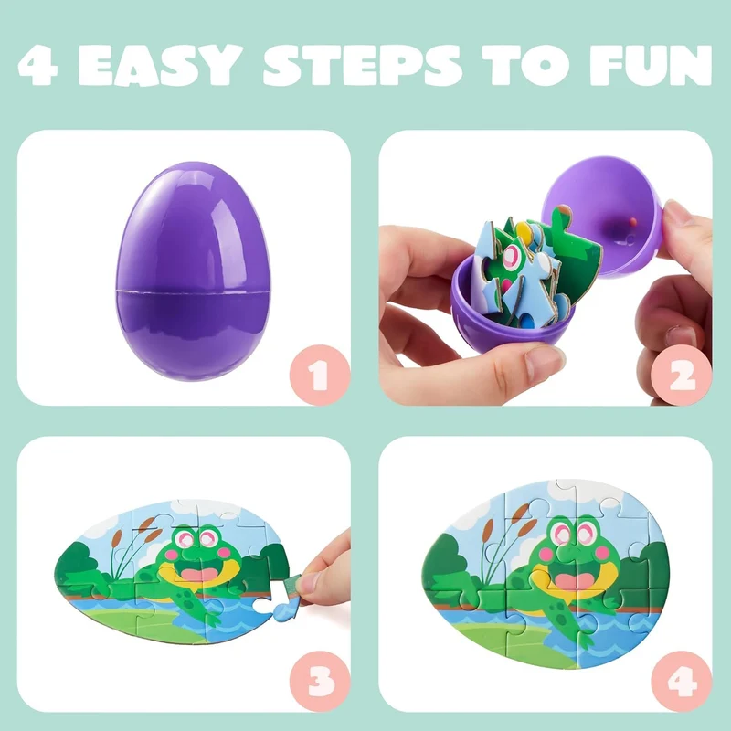 12 Pcs Easter Eggs Jigsaw Puzzle for Egg Hunt & Party Favors