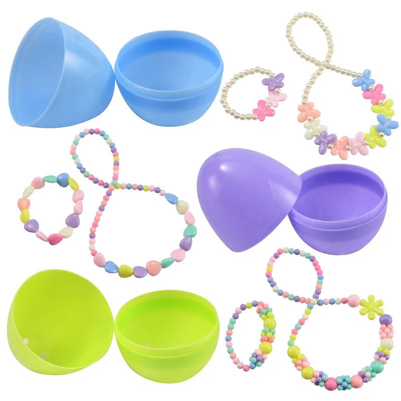 12 Pack Prefilled Easter Eggs with Jewelry Toys for Kids Party Favors & Classroom Prizes