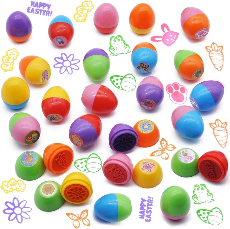 24 Pcs Easter Egg Stampers Toys for Egg Hunt, Party Favors & Classroom Prizes