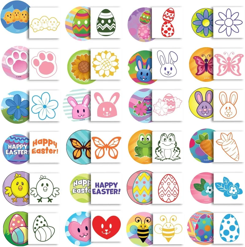 24 Pcs Easter Egg Stampers Toys for Egg Hunt, Party Favors & Classroom Prizes