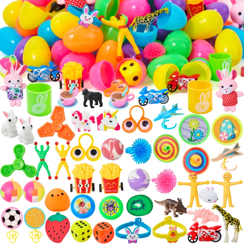 50 Pcs Prefilled Easter Eggs with Toys for Easter Hunt, Basket Stuffers & Party Favors