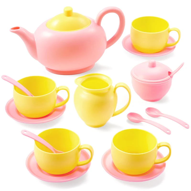 18PCS Pretend Tea Party Set - Pink Teapot