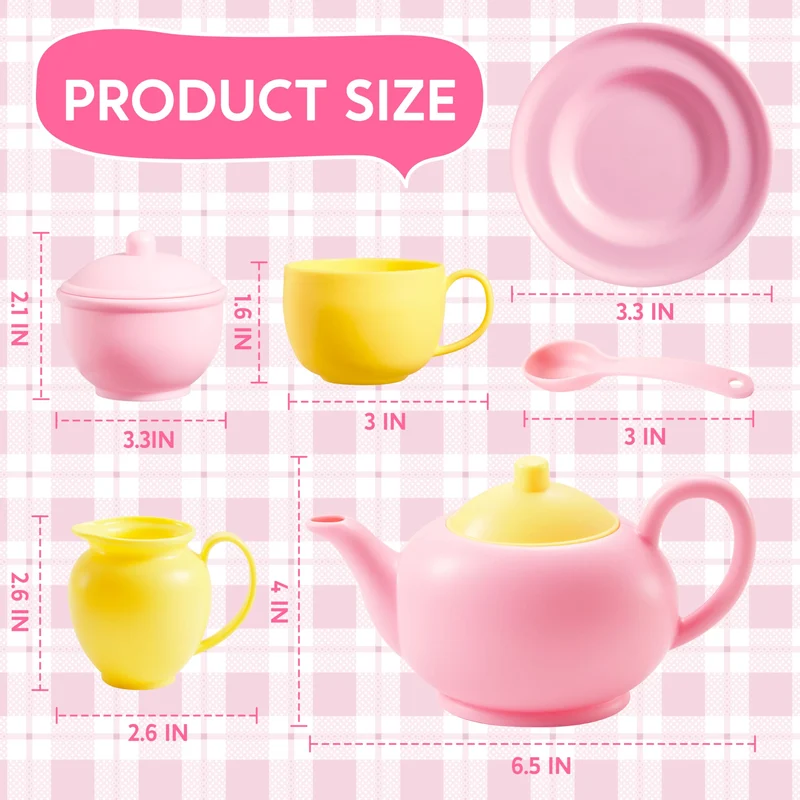 18PCS Pretend Tea Party Set - Pink Teapot