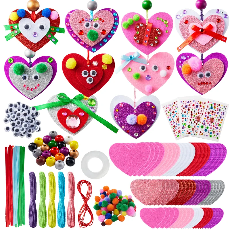 Valentines Day 264 Pcs DIY Heart Felt Craft Set