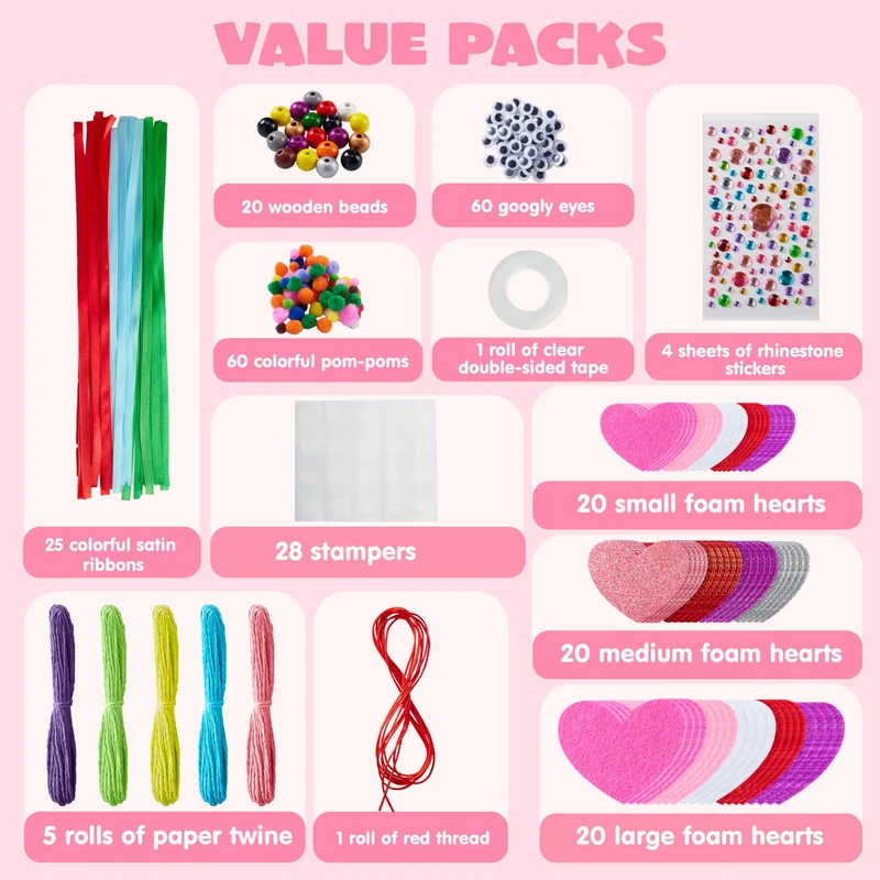 Valentines Day 264 Pcs DIY Heart Felt Craft Set
