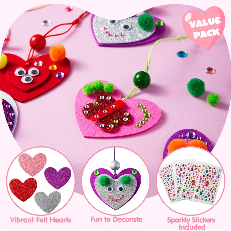 Valentines Day 264 Pcs DIY Heart Felt Craft Set