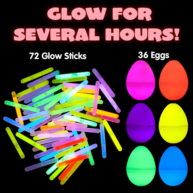 JOYIN 100 Pcs Easter Eggs with Mini Glow Sticks