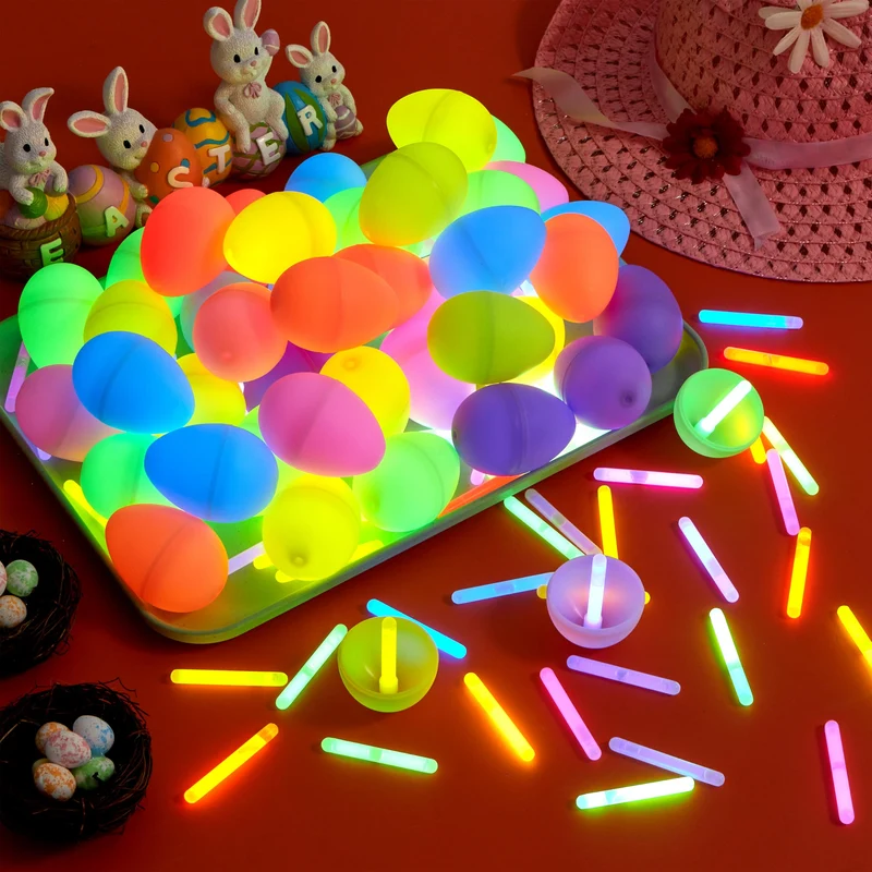JOYIN 100 Pcs Easter Eggs with Mini Glow Sticks