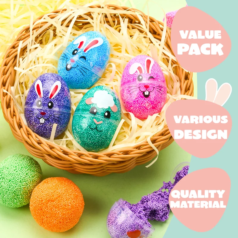 JOYIN 12 Pcs Easter Prefilled Eggs with Foam Squishy Toys