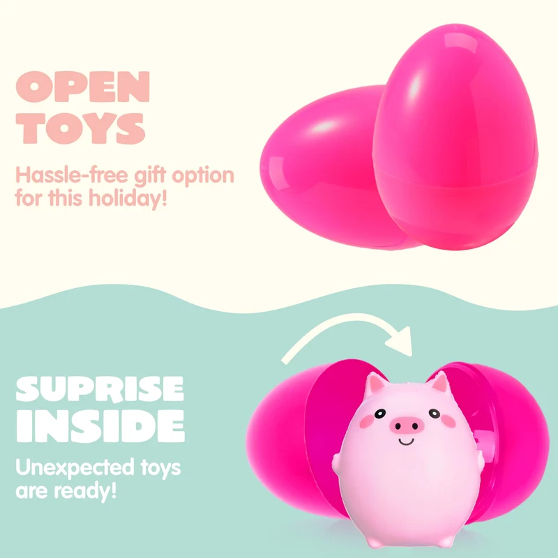 JOYIN 10 Pcs Jumbo Easter Eggs with Animal Squishy Toys