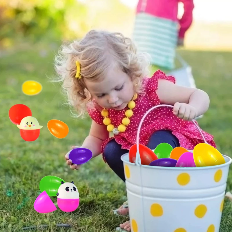 JOYIN 10 Pcs Jumbo Easter Eggs with Animal Squishy Toys