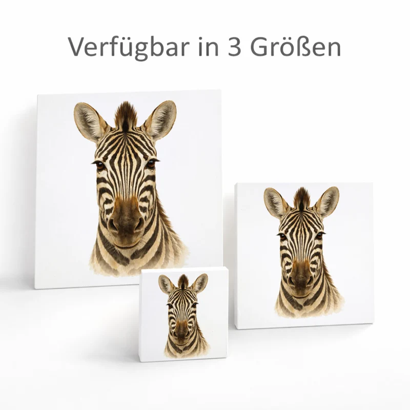 Tierische Eleganz Zebrakopf Holzbild in 10x10 cm zum Stellen oder Aufhängen