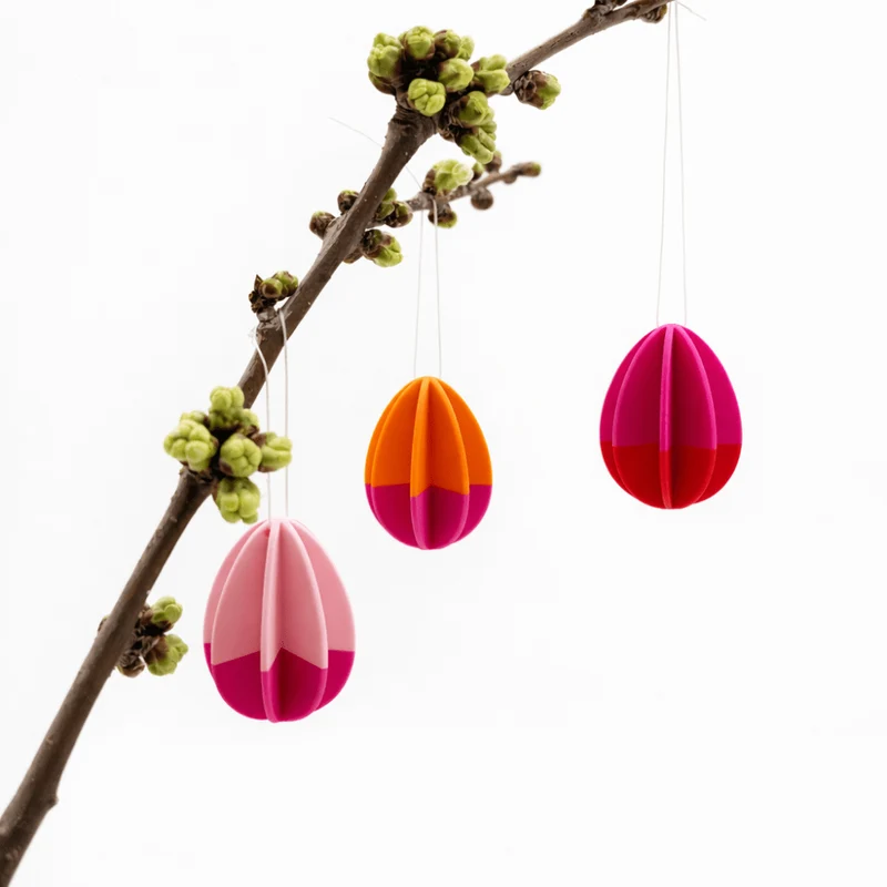 3 Ostereier zum Aufhängen - 3D Drucker - Pink Rosa Orange