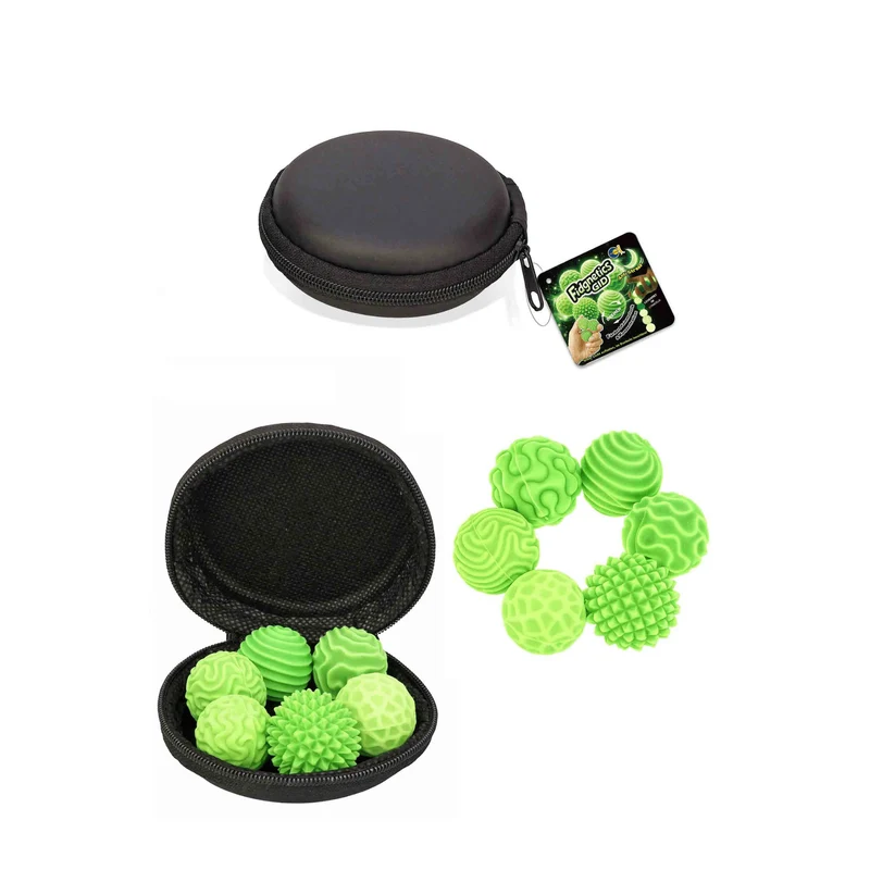 FidgNetics -6 magnetische Antistress-Kugeln GID neongrün