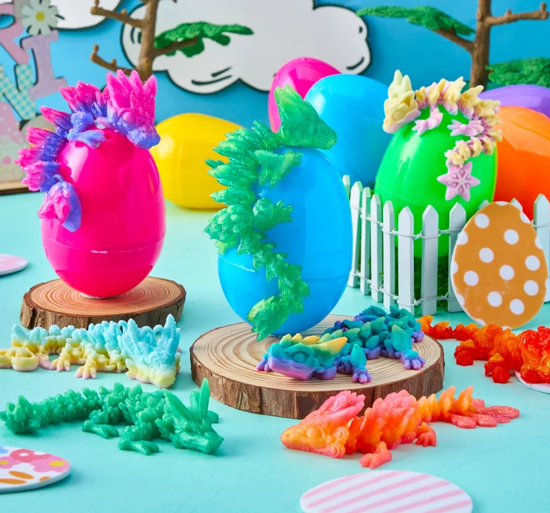 8 Pcs Prefilled Easter Eggs 3D Articulated Dragon Fidget Toys, Easter Party Favors for Kids