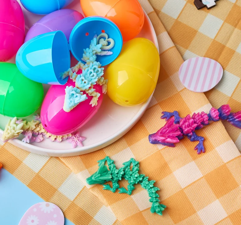 8 Pcs Prefilled Easter Eggs 3D Articulated Dragon Fidget Toys, Easter Party Favors for Kids